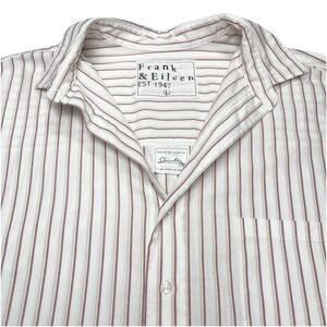 Frank Eileen SHIRLEY Shirt L Oversized Oxford Button Up Striped Coastal Chic